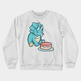 Cute Triceratops with cake, Dino, Dinosaur Crewneck Sweatshirt